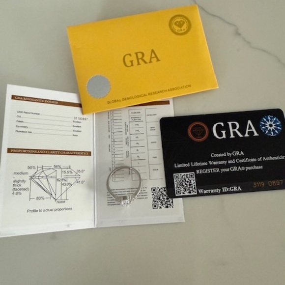 Genuine Moissanite Ring Tear Drop shape, 1.8 ct, size 9 - Picture 3 of 4